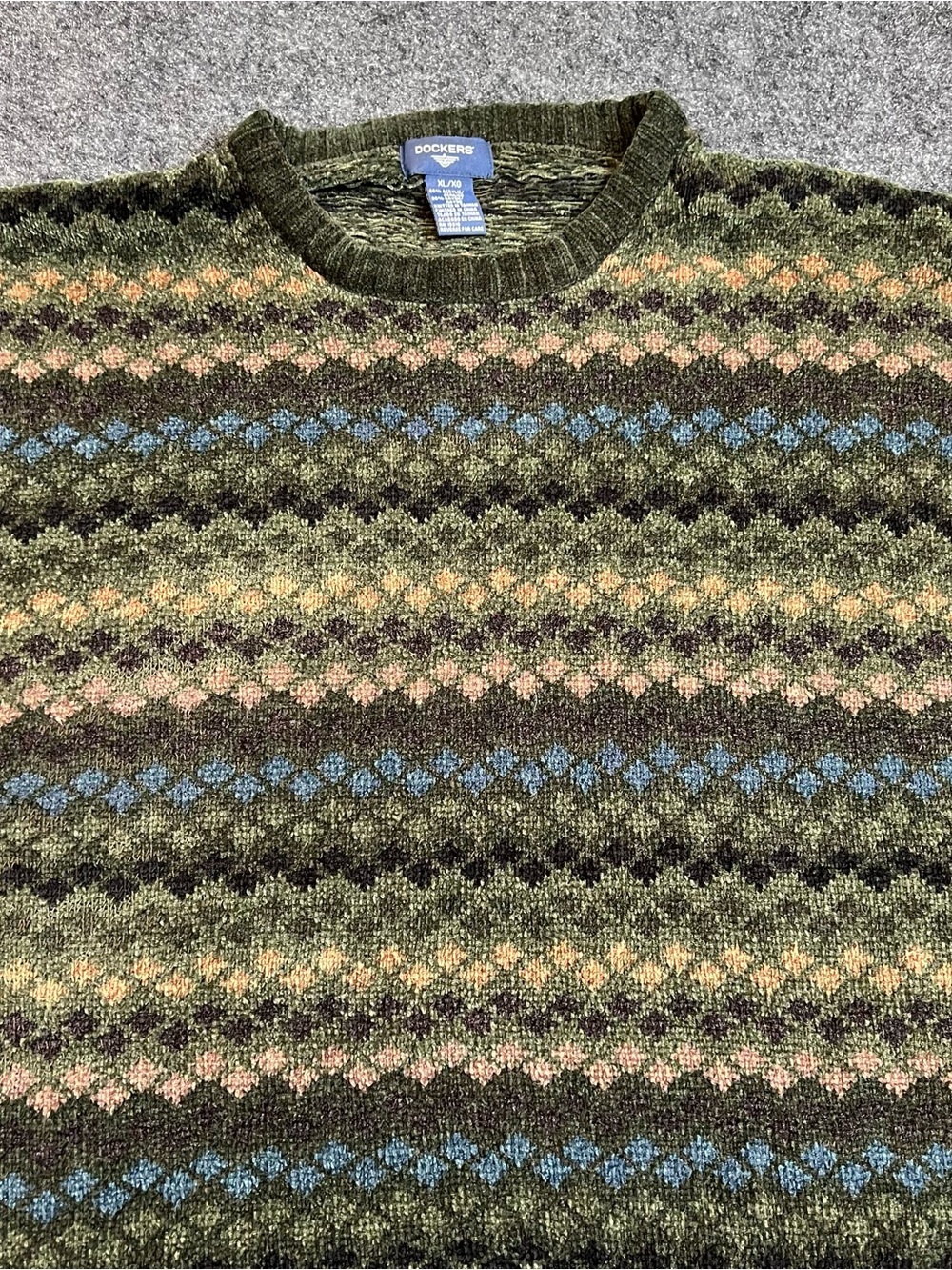 Vintage Dockers Fair Isle Grandpa Sweater Distressed Grunge Men’s XL
